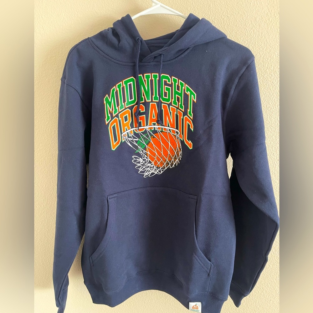 New Rare Midnight Organic Navy‎ Blue Hoop/Net Hoop Hoodie Larry June size Small